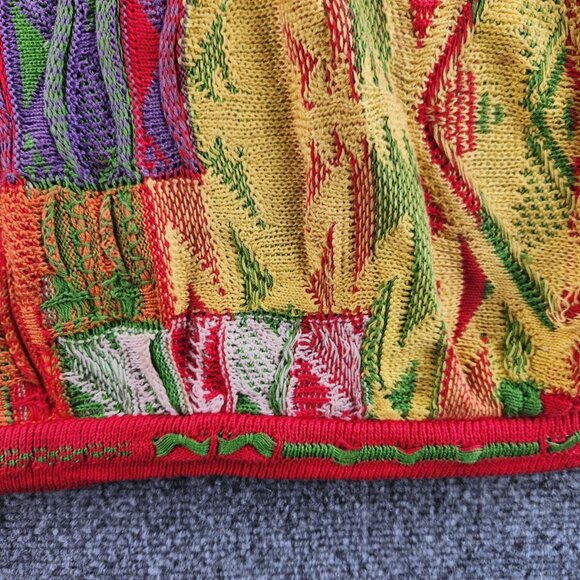 COOGI Australia Short Sleeve Sweater Knit Intricate Colorful Large Patchwork Art - Picture 5 of 16